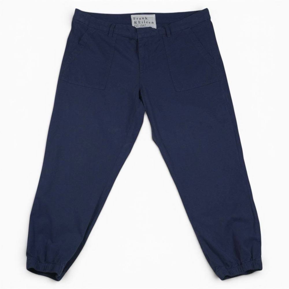 Frank & Eileen Foxrock Jogger Pants Womens 12 Blue Crop Utility Stretch